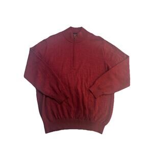 FootJoy FJ Wool 1/4 Zip Sweater Mens L Red Golf Pullover Knit